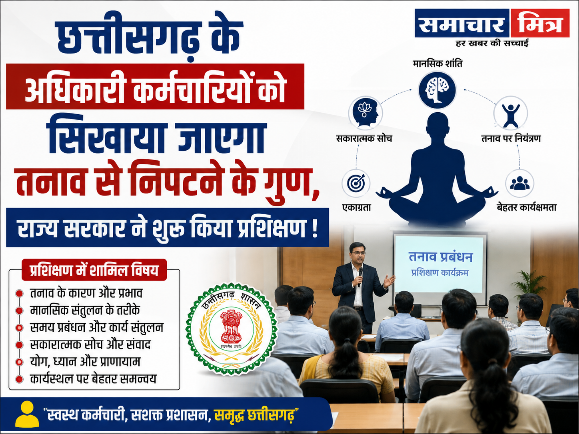 छत्तीसगढ़ के अधिकारी कर्मचारियों को सिखाया जाएगा तनाव से निपटने के गुण, राज्य सरकार ने शुरू किया प्रशिक्षण !