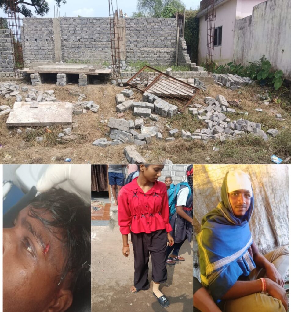 आंगनबाड़ी की दीवार गिरी, तीन घायल निर्माण गुणवत्ता पर सवाल, जांच की मांग !