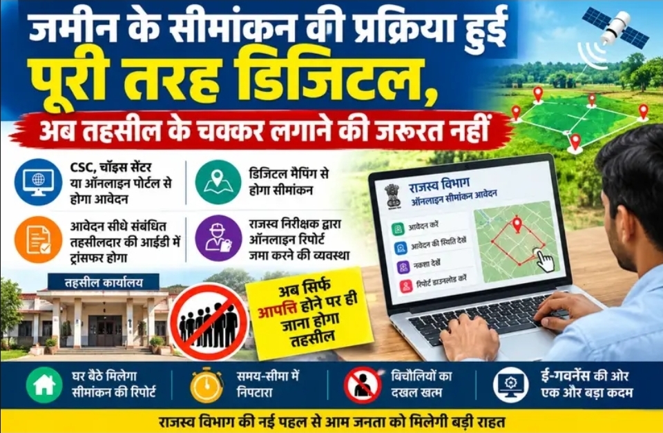 बड़ी ख़बर : जमीन सीमांकन के लिए अब तहसील के चक्कर लगाने की जरूरत नहीं !